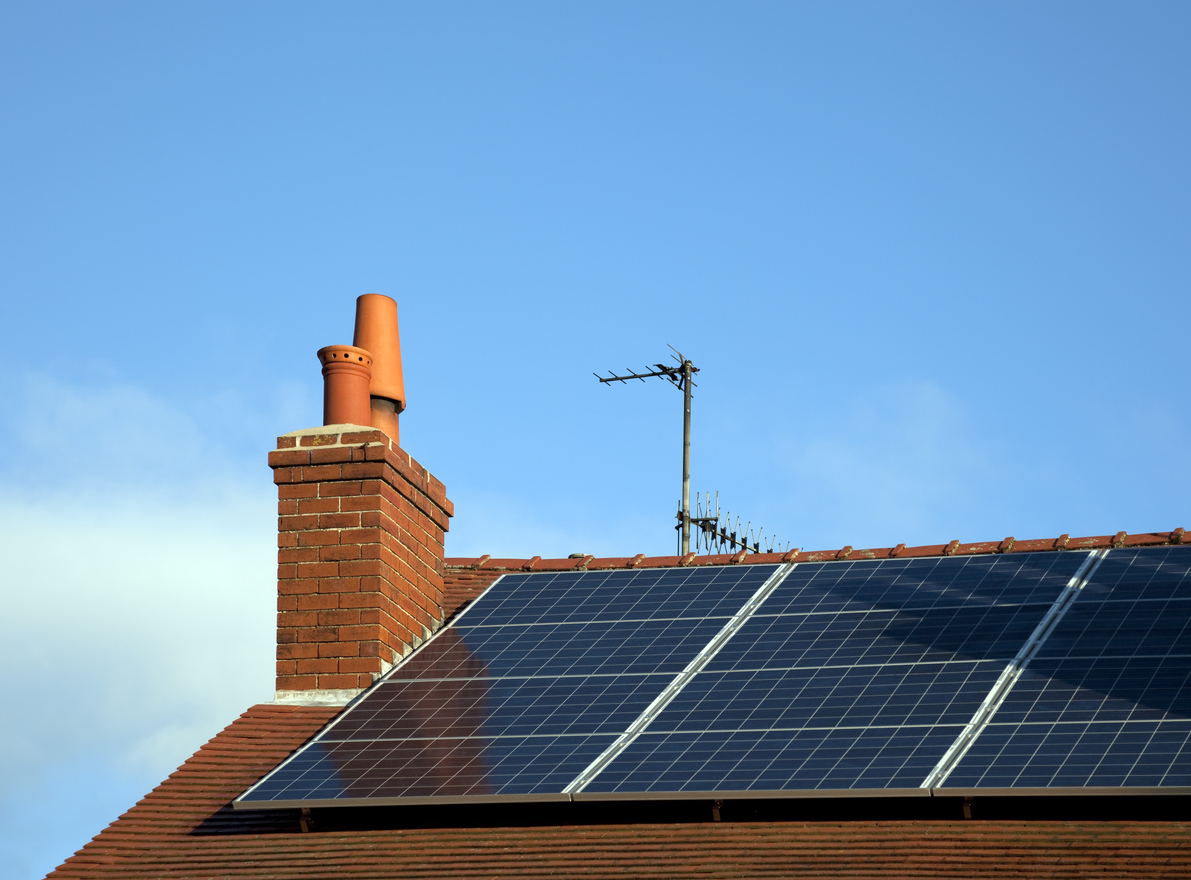 Renewable energy - solar panels on a private house